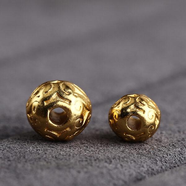 round bead, vine pattern bead, spacer bead, s925 sterling silver, sterling silver bead, golden bead, gild bead - Image 5