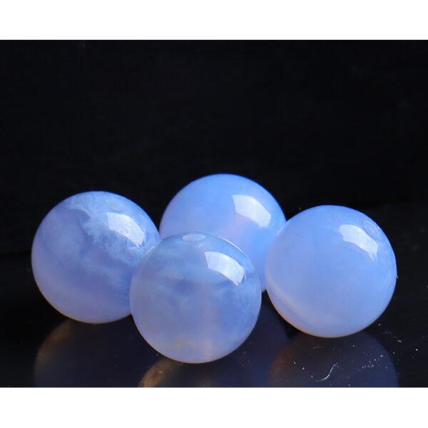 blue agate bead, strip pattern bead, round bead, through hole bead, natural bead, genuine bead - Image 4