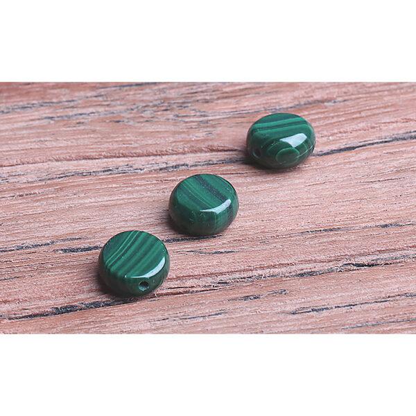 malachite bead, green bead, oblate bead, oval bead, spacer bead, through hole bead, natural bead, genuine bead - Image 4