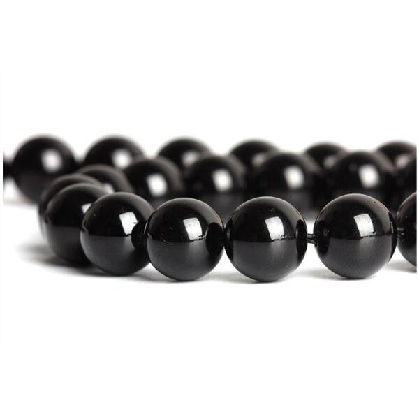 black tourmaline bead, round bead, through hole bead, natural bead, genuine bead - Image 4
