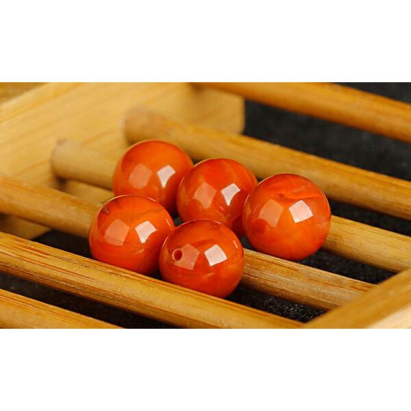 flame red agate bead, nanhong agate bead, round bead, through hole bead, natural bead, genuine bead - Image 4