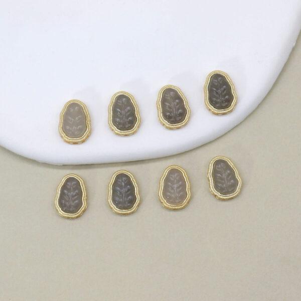 leaf bead, bezel bead, nephrite bead, purple gray bead, sterling silver bead, gild bead, golden bead, 2pcs / 5 pcs - Image 4
