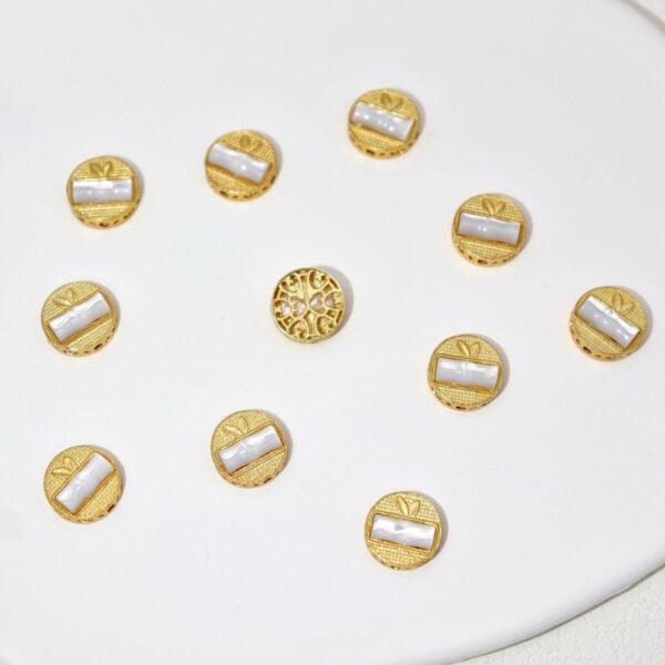 bamboo bead, round bead, bezel bead, shell bead, white bead, sterling silver bead, gild bead, golden bead, 2pcs / 5 pcs - Image 4