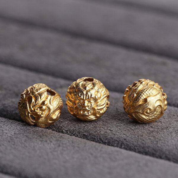dragon bead, round bead, spacer bead, s925 sterling silver, sterling silver bead, golden bead, gild bead - Image 4