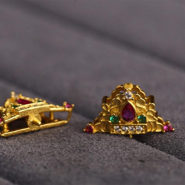 flower pattern pendant bail, crown buckle, golden clasp, s925 sterling silver, silver bead, gild bead, golden bead - Image 4