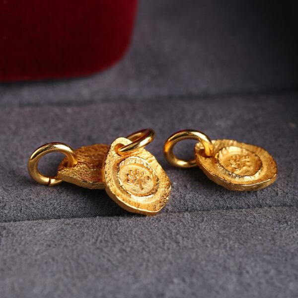 oval charm, lotus flower charm, s925 sterling silver, golden charm, gild bead - Image 4