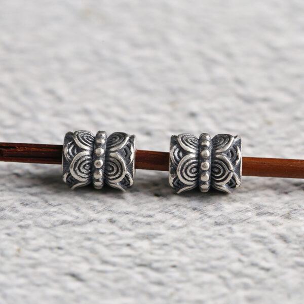 twin Lotus flowers bead, spacer bead, s925 sterling silver, silver bead, oxidized silver bead - Image 4