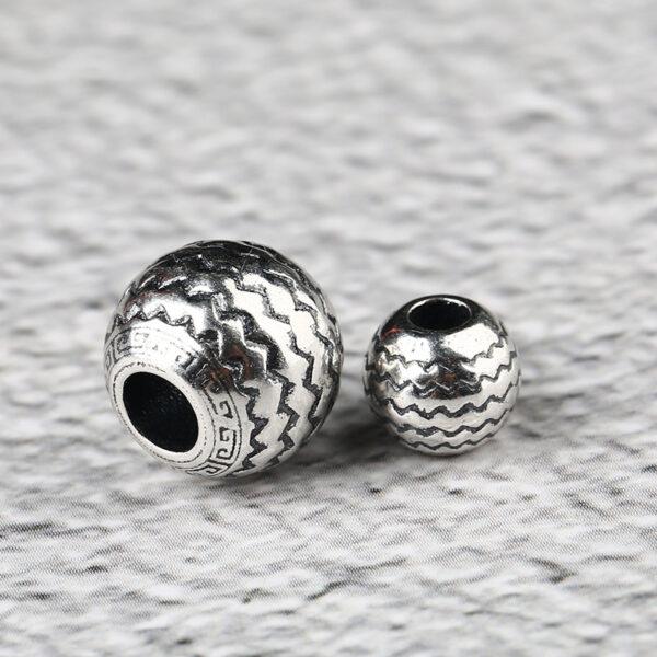 round bead, waves pattern bead, spacer bead, s925 sterling silver, silver bead, oxidized silver bead - Image 4