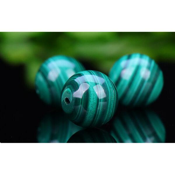 malachite bead, green bead, round bead, natural bead, genuine bead - Image 4