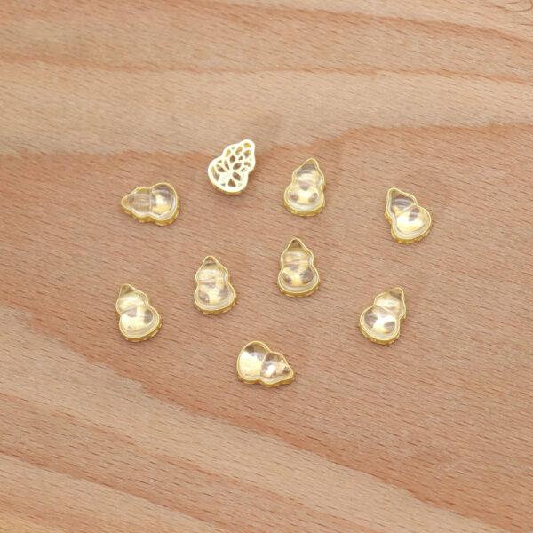 gourd bead, bezel bead, clear quartz bead, white bead, sterling silver bead, gild bead, golden bead, 2pcs / 5 pcs - Image 4