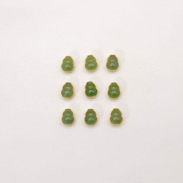 gourd bead, bezel bead, nephrite bead, green bead, white bead, sterling silver bead, gild bead, golden bead, 2pcs / 5 pcs - Image 4