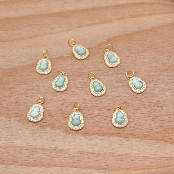 gourd charm, jadeite charm, blue charm, sterling silver charm, gild bead, golden charm, 2pcs / 5 pcs - Image 4