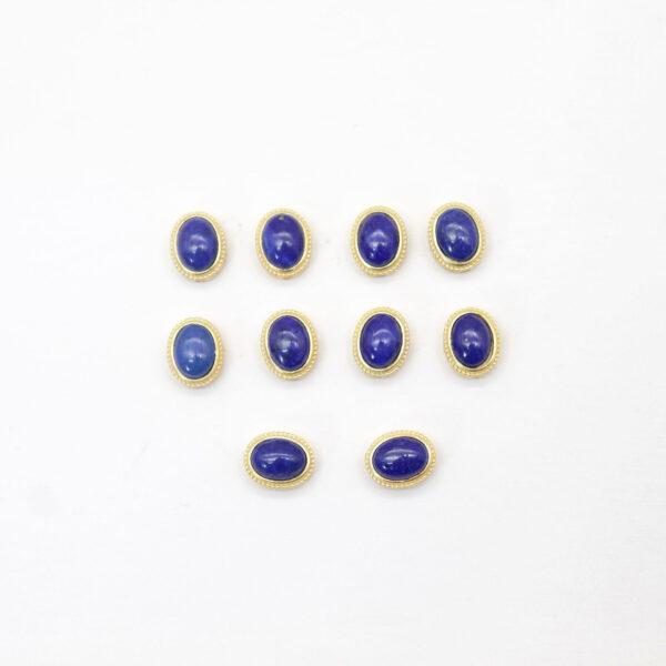 oval bead, bezel bead, nephrite bead, lapis lazuli bead, green bead, blue bead, sterling silver bead, gild bead, golden bead, 2pcs / 5 pcs - Image 4