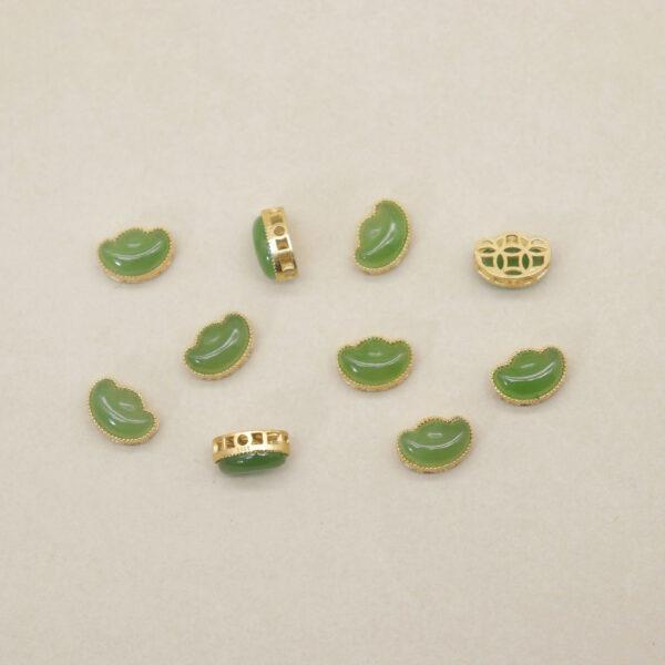 yuanbao flower bead, bezel bead, nephrite bead, green bead, sterling silver bead, gild bead, golden bead, 2pcs / 5 pcs - Image 4