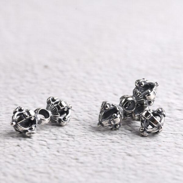 Vajra charm, Buddhist instruments charm, necklace charm, s925 sterling silver, silver bead, silver charm, oxidized silver bead - Image 4
