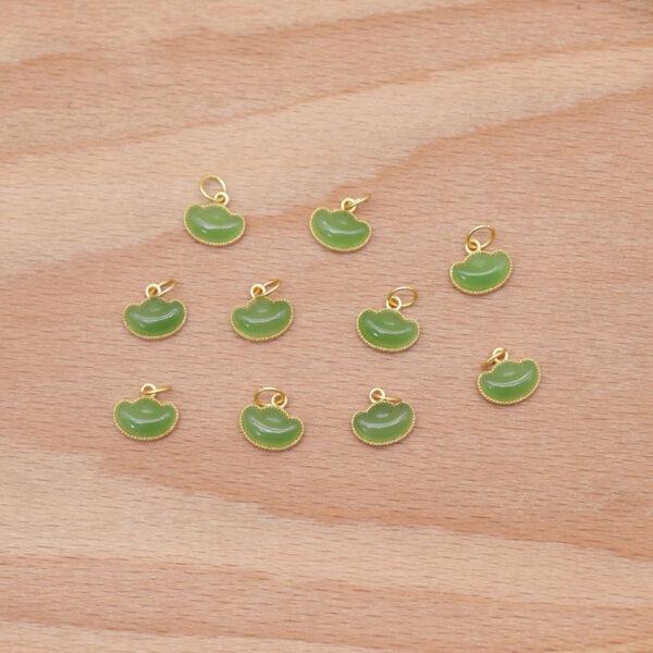 yuanbao flower charm, nephrite charm, green charm, sterling silver charm, gild bead, golden charm, 2pcs / 5 pcs - Image 4