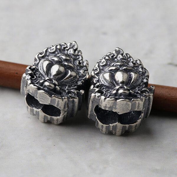 lotus flower bead, flame bead, spacer bead, s925 sterling silver, silver bead, oxidized silver bead - Image 4