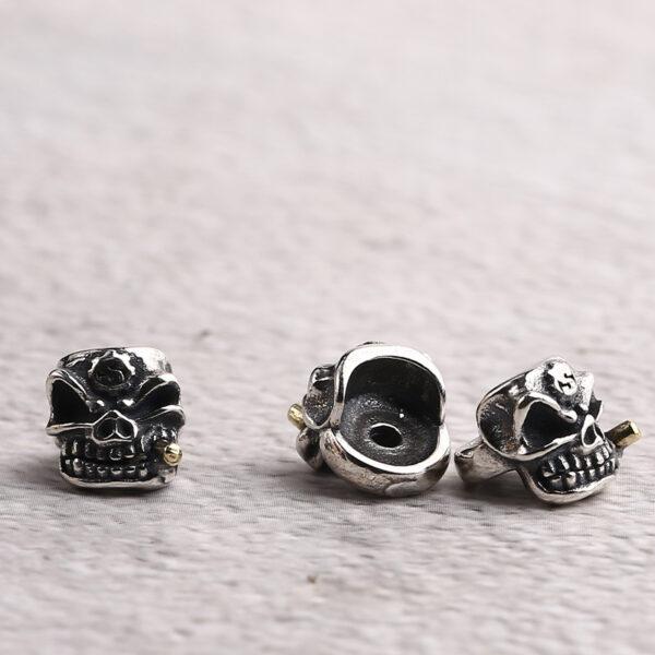 skull bead, spacer bead, s925 sterling silver, silver bead, oxidized silver bead - Image 4