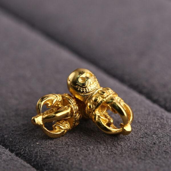 clown head bead button, hollow bead, golden buckle bead, s925 sterling silver, silver bead, golden bead, gild bead - Image 4