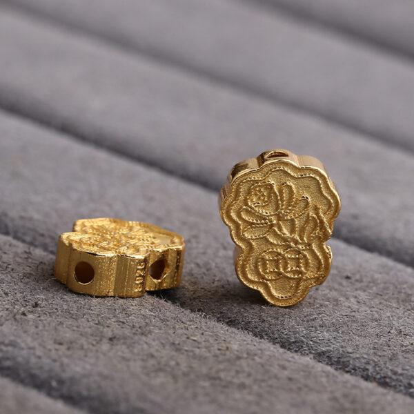 flower bead, lotus flower bead, spacer bead, s925 sterling silver, sterling silver bead, golden bead, gild bead - Image 4