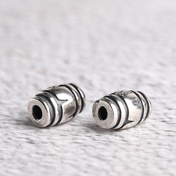drum bead, crack pattern bead, spacer bead, s925 sterling silver, silver bead, oxidized silver bead - Image 5