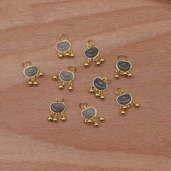 ruyi flower charm, nephrite charm, purple gray charm, sterling silver charm, gild bead, golden charm, 2pcs / 5 pcs - Image 5