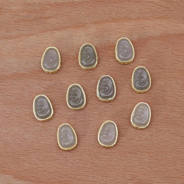 ruyi flower bead, bezel bead, nephrite bead, purple gray bead, sterling silver bead, gild bead, golden bead, 2pcs / 5 pcs - Image 5