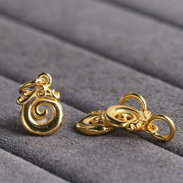 dragon charm, round charm, s925 sterling silver, golden charm, gild bead - Image 5