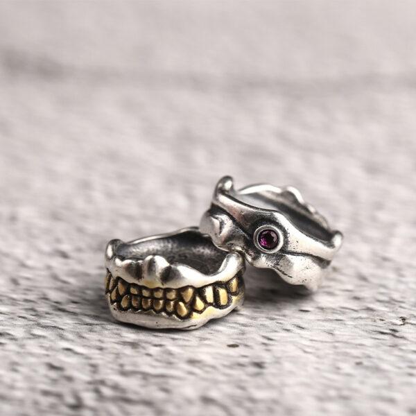 teeth monster bead, spacer bead, s925 sterling silver, silver bead, oxidized silver bead - Image 5