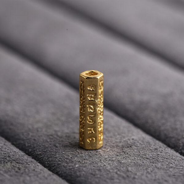 hexagonal prism bead, six-syllable Mantra pattern bead, spacer bead, s925 sterling silver, sterling silver bead, golden bead, gild bead - Image 5