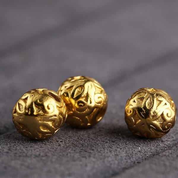 round bead, vine pattern bead, spacer bead, s925 sterling silver, sterling silver bead, golden bead, gild bead - Image 6