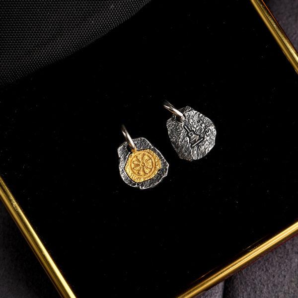 flower charm, s925 sterling silver, silver bead, silver charm, gild bead, golden charm, oxidized silver bead - Image 5