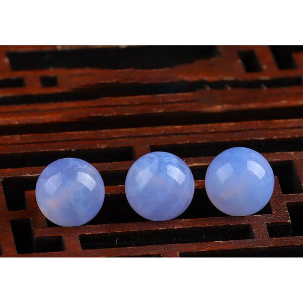 blue agate bead, strip pattern bead, round bead, through hole bead, natural bead, genuine bead - Image 5