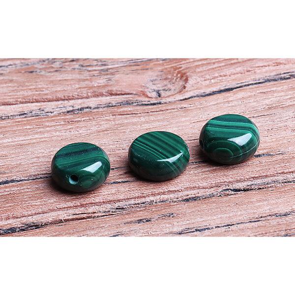 malachite bead, green bead, oblate bead, oval bead, spacer bead, through hole bead, natural bead, genuine bead - Image 5