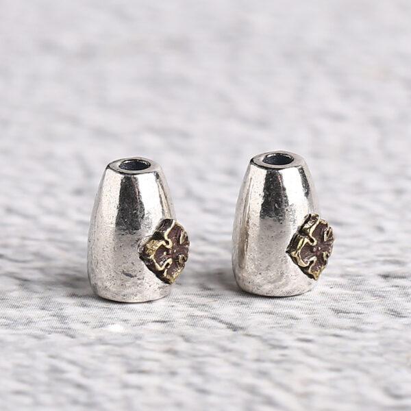 drum bead, flower pattern bead, spacer bead, s925 sterling silver, silver bead, oxidized silver bead - Image 5