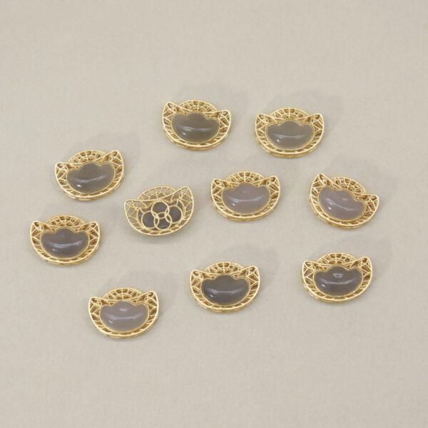 ruyi flower bead, bezel bead, nephrite bead, purple gray bead, sterling silver bead, gild bead, golden bead, 2pcs / 5 pcs - Image 5