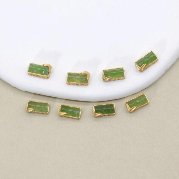 bamboo bead, bezel bead, nephrite bead, green bead, sterling silver bead, gild bead, golden bead, 2pcs / 5 pcs - Image 5