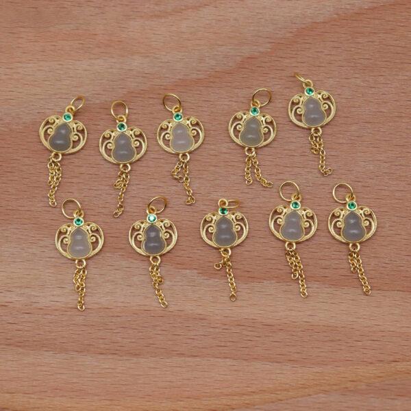 ruyi flower charm, gourd charm, tassel charm, purple gray charm, nephrite charm, sterling silver charm, gild bead, golden charm, 2pcs / 5 pcs - Image 5
