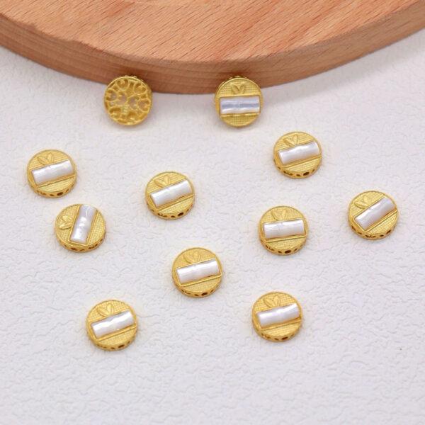 bamboo bead, round bead, bezel bead, shell bead, white bead, sterling silver bead, gild bead, golden bead, 2pcs / 5 pcs - Image 5