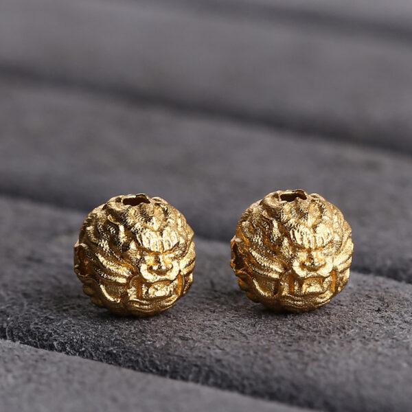 dragon bead, round bead, spacer bead, s925 sterling silver, sterling silver bead, golden bead, gild bead - Image 5