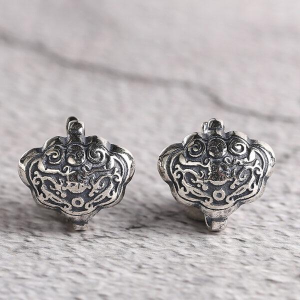 ruyi flower hook, dragon pattern clasp, silver hook, silver clasp, s925 sterling silver, silver findings, oxidized silver bead - Image 5