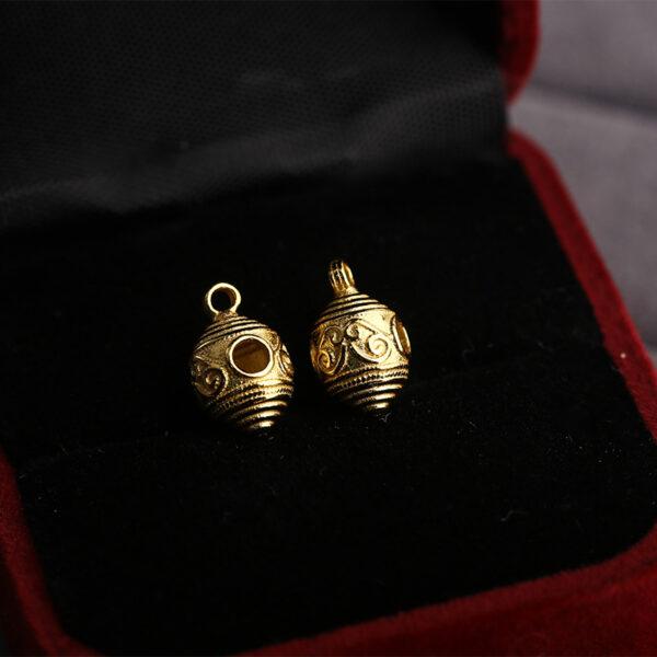 spindle charm, flower pattern charm, s925 sterling silver, golden charm, gild bead - Image 5