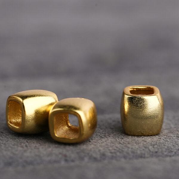 cuboid bead, simple bead, spacer bead, s925 sterling silver, sterling silver bead, golden bead, gild bead - Image 5
