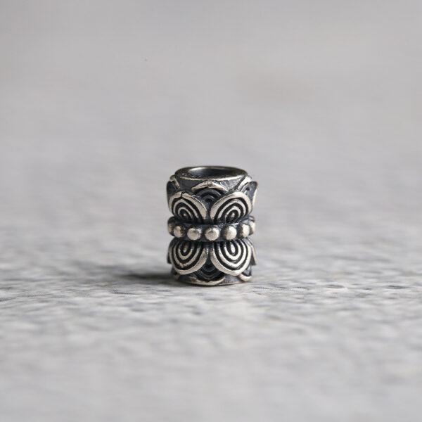 twin Lotus flowers bead, spacer bead, s925 sterling silver, silver bead, oxidized silver bead - Image 5
