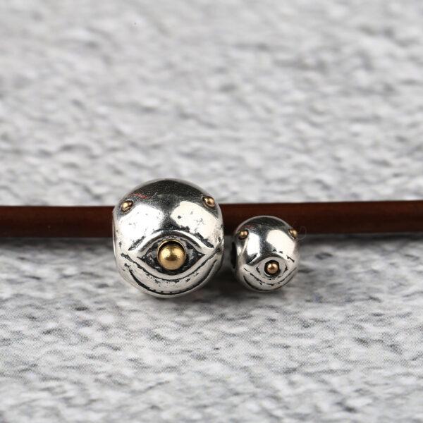cyclops bead, round bead, spacer bead, s925 sterling silver, silver bead, oxidized silver bead - Image 5