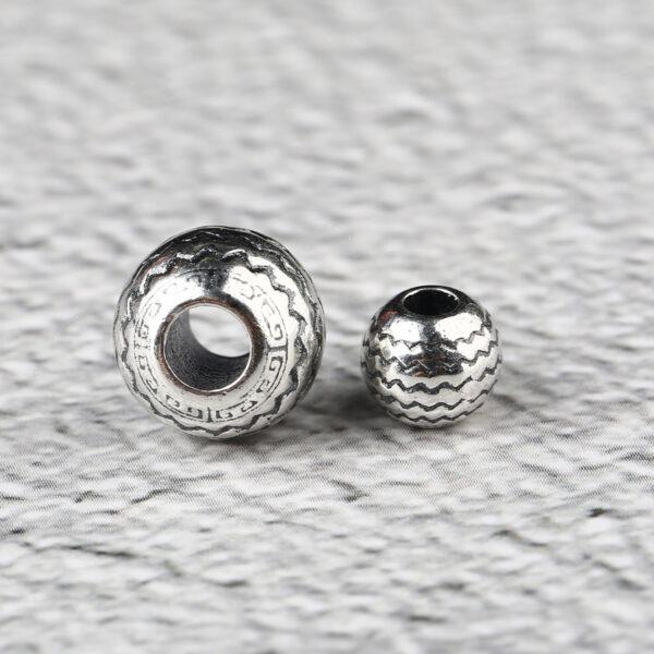 round bead, waves pattern bead, spacer bead, s925 sterling silver, silver bead, oxidized silver bead - Image 5