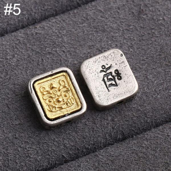 square bead, flower pattern bead, double color bead, spacer bead, s925 sterling silver, silver bead, oxidized silver bead - Image 8