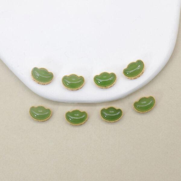 yuanbao flower bead, bezel bead, nephrite bead, green bead, sterling silver bead, gild bead, golden bead, 2pcs / 5 pcs - Image 5