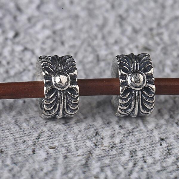 cross flower bead, round bead, spacer bead, s925 sterling silver, silver bead, oxidized silver bead - Image 5