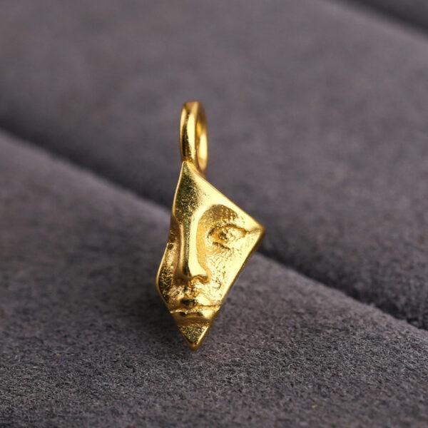 half face charm, s925 sterling silver, golden charm, gild bead - Image 5